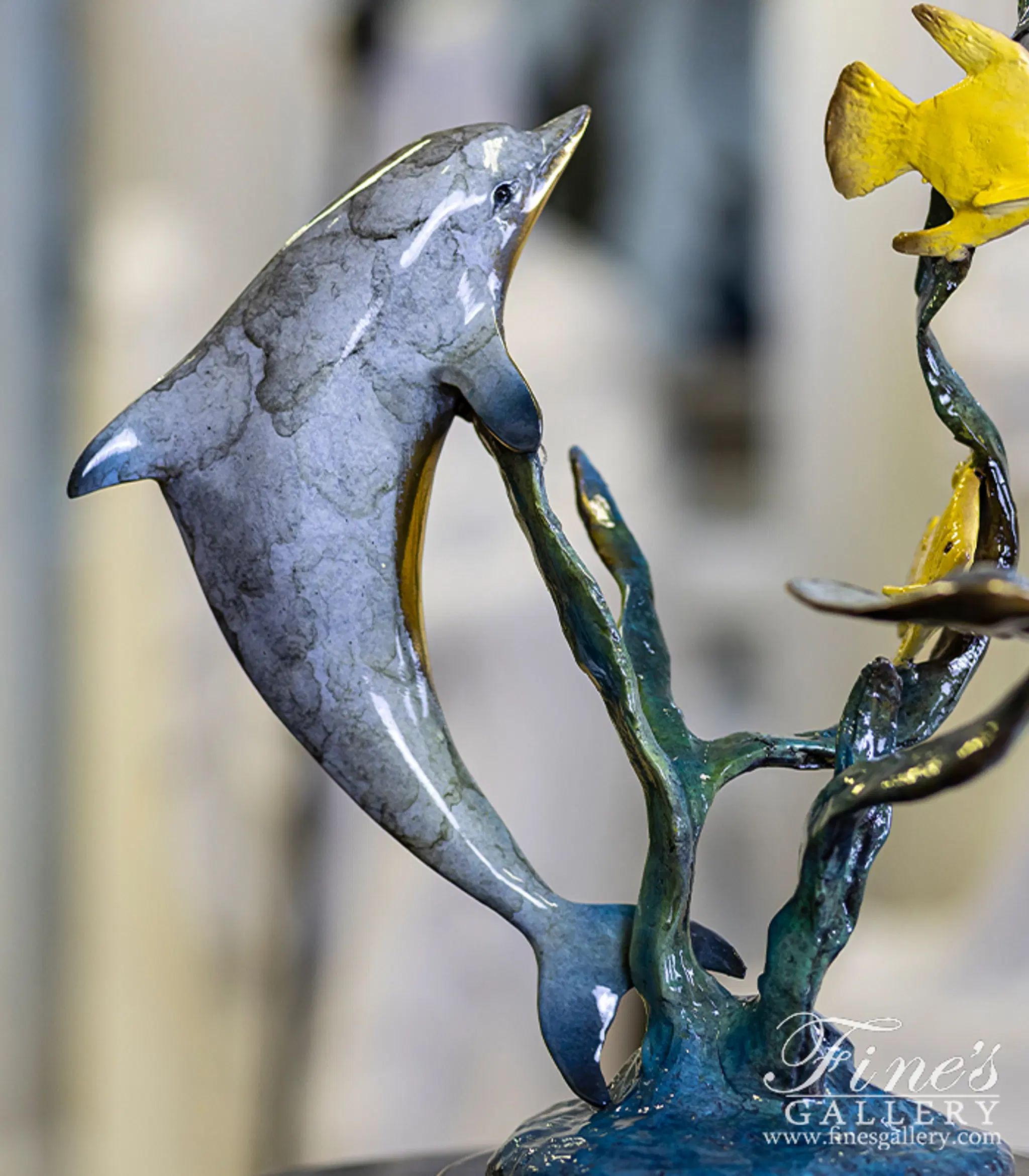 Enamel Bronze Marine Life Table Decor | Dolphin & Sea Turtle
